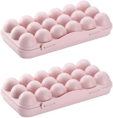 Miniatura 10 de UPKOCH Soporte para huevos para refrigerador, 18 unidades, apilable, de plástico, con tapa hermética para almacenamiento organizado en cocina