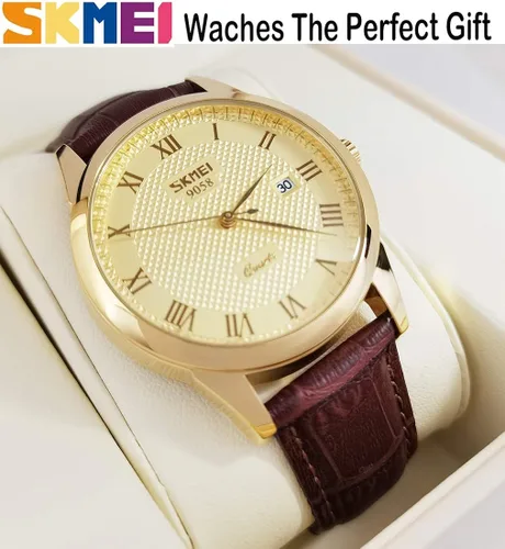 Miniatura 4 de SKMEI Reloj para hombre, vestido de negocios, clásico, de moda, casual, negro, cuarzo, analógico, impermeable, calendario, fecha, simple, relojes
