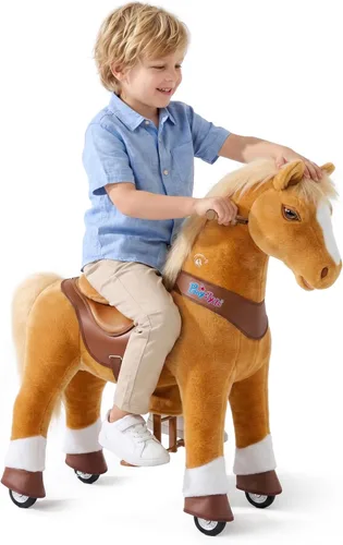 Miniatura 16 de PonyCycle Paseo a caballo en poni modelo avanzado Y peluche marrón caballo juguete para niños tamaño 3 para edades 3 a 4, caballo mecedora