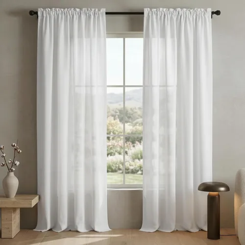 Miniatura 54 de Mrs.Naturall - Cortinas transparentes con bolsillo para barra de 36x63 pulgadas de lino mezclado negro
