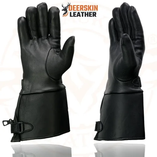 Miniatura 5 de Milwaukee Leather SH857 Guantes de motocicleta con forro térmico para hombre, piel de ciervo de Estados Unidos, color negro