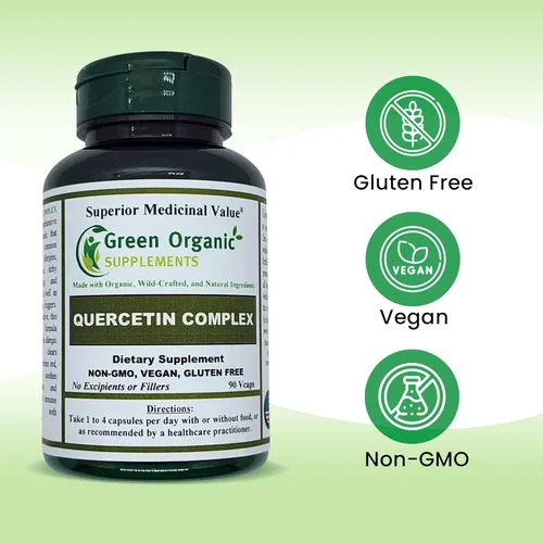 Miniatura 6 de Green Organic Supplements Complejo de quercetina, 90 VCaps, alta absorción, sin OMG, sin gluten Apoya la salud y el sistema inmunológico