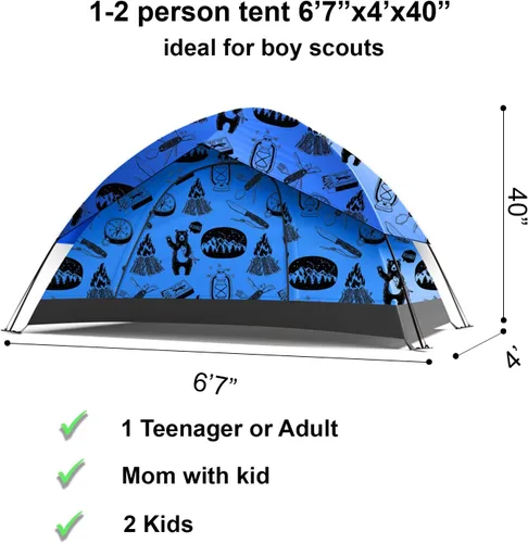 Miniatura 2 de KidzAdventure - Tienda de campaña 2 en 1 para niños, tienda de campaña para niños, tienda de campaña para niños de 1 a 2 personas, tienda de campaña
