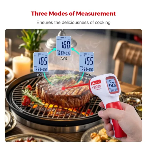 Miniatura 2 de Termómetro infrarrojo para carne, pistola de temperatura láser, -58 ~ 1112 °F, pistola de temperatura IR digital DS 12:1 con emisividad ajustable
