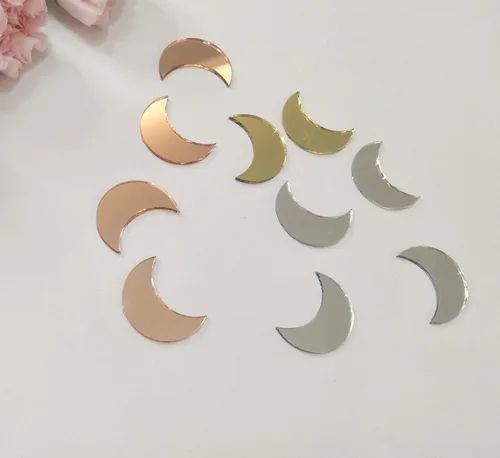 Miniatura 4 de 100 piezas de mosaico de espejo en forma de luna, mini mosaico de vidrio, mosaico de espejo para manualidades, azulejos de bricolaje para arte