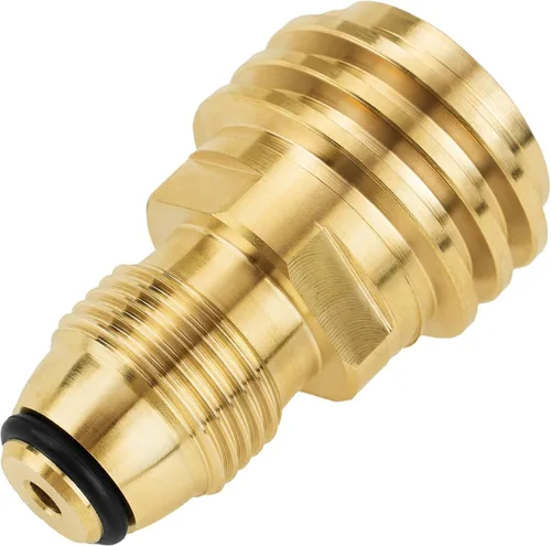 Adaptador de tanque de propano POL a QCC1, adaptador de propano que convierte la válvula de servicio de tanque POL LP de 100 libras en manguera o