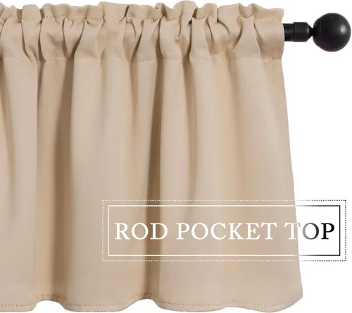 Miniatura 3 de MIULEE Cenefa opaca con bolsillo para cortinero, con aislamiento térmico, cortina corta para ventana pequeña y dormitorio, 42 x 18 pulgadas, 1 Beige