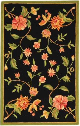 Miniatura 27 de SAFAVIEH Chelsea Collection - Alfombra decorativa de 1 pies 8 pulgadas x 2 pies 6 pulgadas, color negro, lana de campo francesa enganchada a mano
