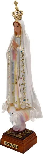 Miniatura 5 de Estatua de Nuestra Señora de Fátima con ojos de cristal de 12 pulgadas fabricada en Portugal