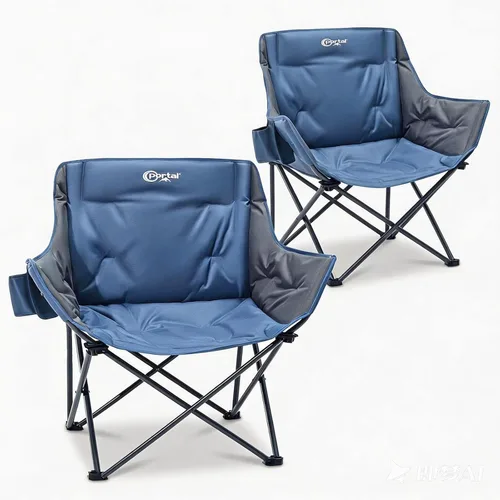 Portal 32" Oversized Camping Chair, Foldable Heavy Duty 350 lb Padded Ergonomic Seat for Big & Tall Adults, Pinch-Free Extra Wide Design Featuring
