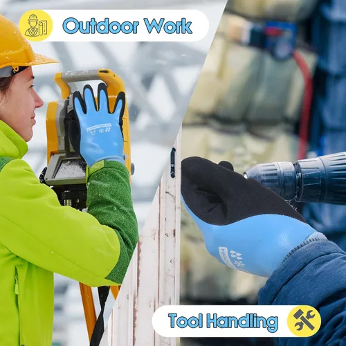 Miniatura 6 de HANDLANDY Waterproof Work Gloves for Cold Weather, Insulated Winter Work Gloves with Grip for Men Women - 2 Pair