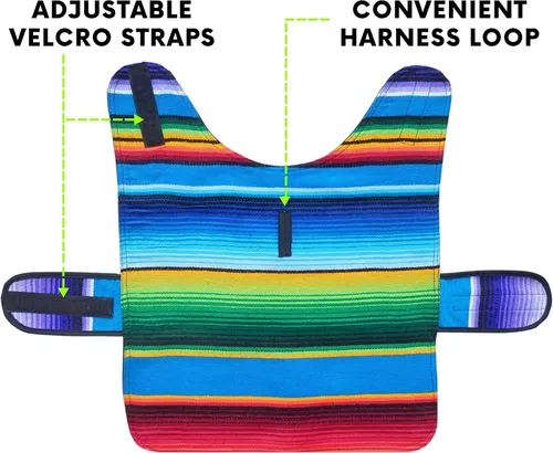 Miniatura 2 de Poncho de perro hecho a mano de Authentic Mexican Blanket; ropa para perros, suéter, abrigo, xxL, Azul