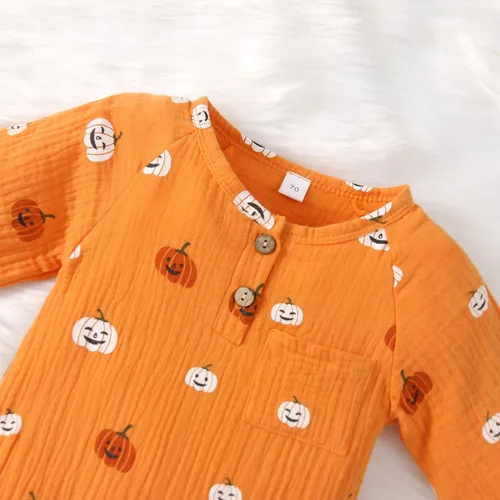 Miniatura 39 de Disfraz de Halloween para bebé niño y niña, mameluco de manga larga con diseño de calabaza, mameluco para Halloween