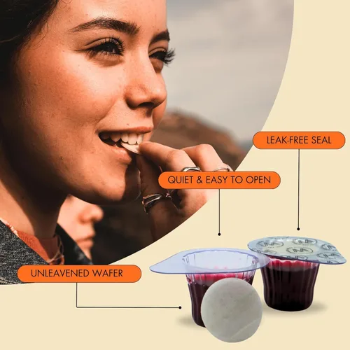 Miniatura 6 de The Miracle Meal Juego de tazas y obleas de comunión prellenadas, caja de 500 unidades, con jugo de uva Concord 100% de confianza y oblea fabricado