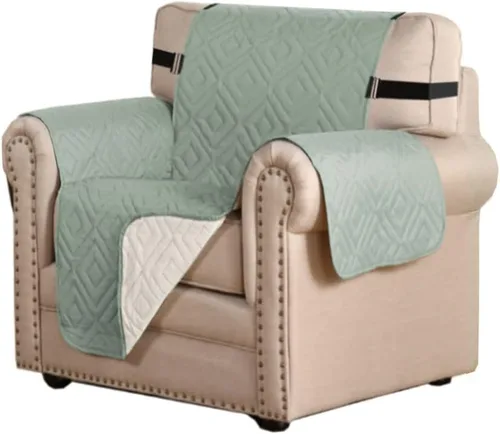 Miniatura 35 de H.VERSAILTEX Funda reversible para silla, protector de muebles antideslizante, resistente al agua, con correas elásticas de 2 pulgadas