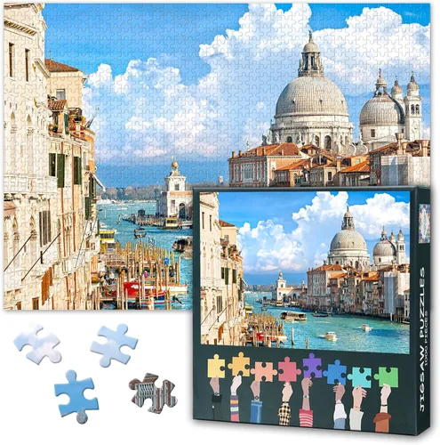 Rompecabezas de Venecia para adultos de 1000 piezas, rompecabezas del Gran Canal, Basílica de Santa María Della Sa, rompecabezas para adultos para