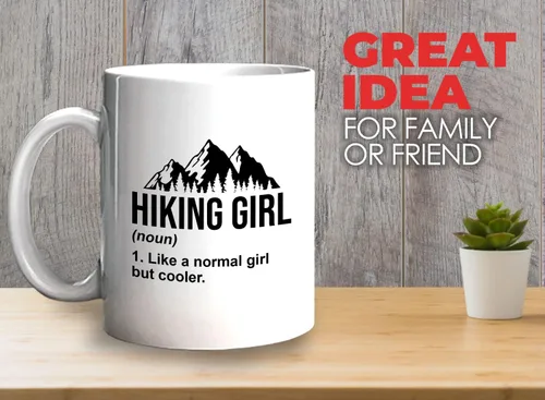 Miniatura 2 de Taza de café de senderismo de 11 oz color blanco – Senderismo Chica – Senderismo Backpacker Backpacker Mountain Boardwalks Mochilero Camping