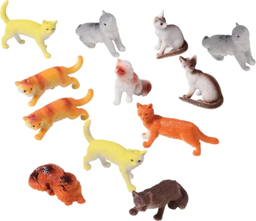 Juguete de muñecos de gatos surtidos, de plástico, 2 pulgadas, Blanco