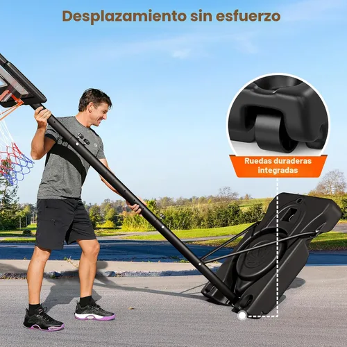 Miniatura 6 de Yohood Aro de baloncesto para exteriores ajustable de 10 pies, sistema de portería de baloncesto portátil para niños, jóvenes y adultos en patio