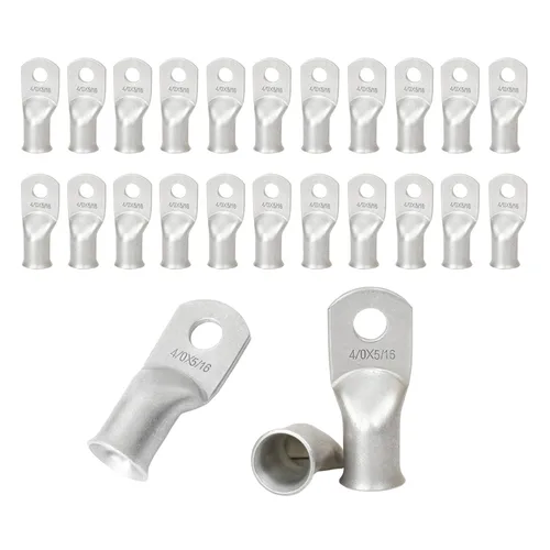Miniatura 31 de 2/0 AWG 5/16" Stud (25 piezas), terminal de anillo de batería resistente, conectores de calibre 00, lengüetas de alambre de cobre 2/0, terminales