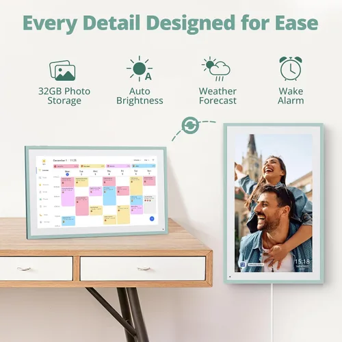 Miniatura 6 de Dragon Touch Calendario digital de 15.6 pulgadas y tabla de tareas, planificador familiar inteligente con pantalla táctil interactiva, marco