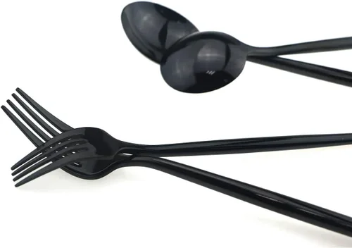 Miniatura 3 de Tenedor para tartas de 4 piezas, acero inoxidable 18/10, espejo de lujo, pulido, negro, colorido, tenedor, postre, cubiertos, cubiertos