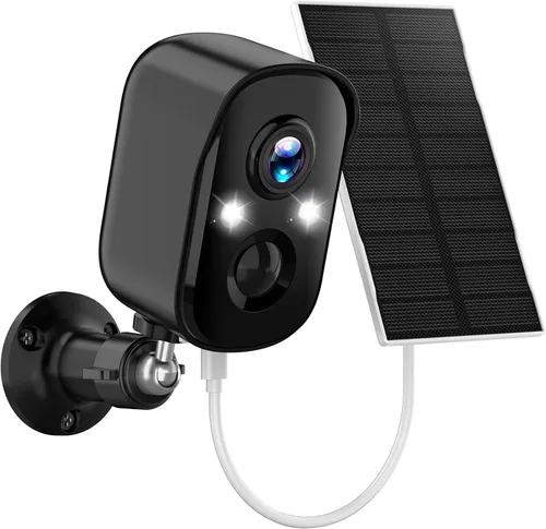 Cámaras de seguridad solares inalámbricas para exteriores, cámara solar 2K inalámbrica para el hogar, visión nocturna a color, detección de