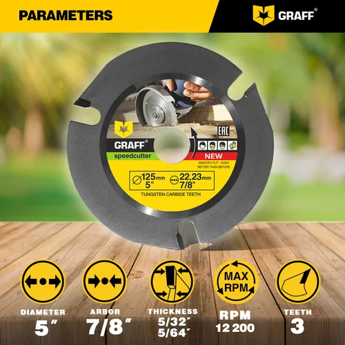 Miniatura 4 de GRAFF SPEEDCUTTER Disco de tallado de madera de 5 pulgadas para amoladora angular - Hoja de sierra circular para cortar, esculpir y dar