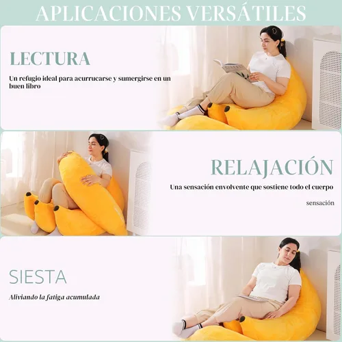 Miniatura 5 de Puf de plátano con otomana, sofá cama de suelo con reposapiés, cómoda tumbona convertible para adolescentes y adultos, sofá de felpa para Amarillo