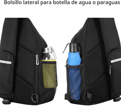Miniatura 6 de MOSISO Mochila tipo bandolera, bolsa de hombro cruzada, bolsa de viaje para senderismo, bolsa de pecho con bolsillo frontal cuadrado y puerto