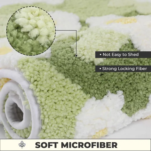 Miniatura 4 de Alfombra de baño floral de secado rápido, lavable a máquina y antideslizante, para fregadero, dormitorio y ducha (30 x 17 pulgadas, flores pequeñas)