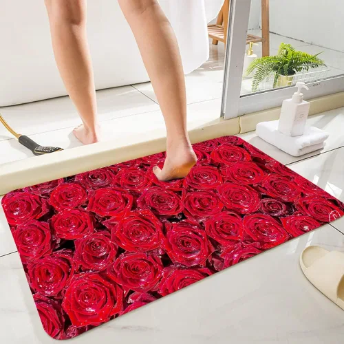 Miniatura 7 de LYFANS Alfombras de baño de espuma de esponja absorbente suave para baño y cocina (30 x 18 pulgadas), tapete de franela antideslizante brillante