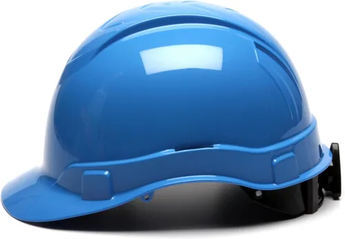 Miniatura 3 de Pyramex Ridgeline Cap Style 4 Point Ratchet Hard Hat Azul claro