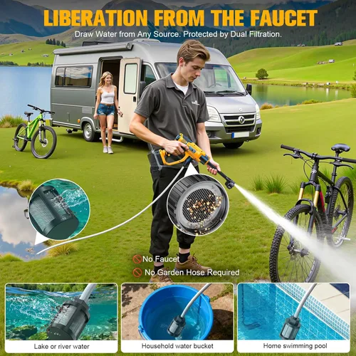 Miniatura 8 de DIYtoolifz Herramienta de limpieza compatible con batería DeWalt de 20 V, 2.2 libras, con manguera de 16.4 pies y boquilla 6 en 1 + accesorio