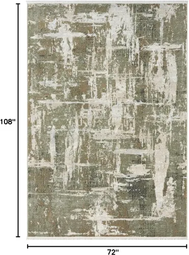 Miniatura 2 de Abani Savoy Collection - Alfombra de área, diseño contemporáneo verde/crema, 6 x 9 pies, fácil de limpiar, duradera para niños y mascotas,