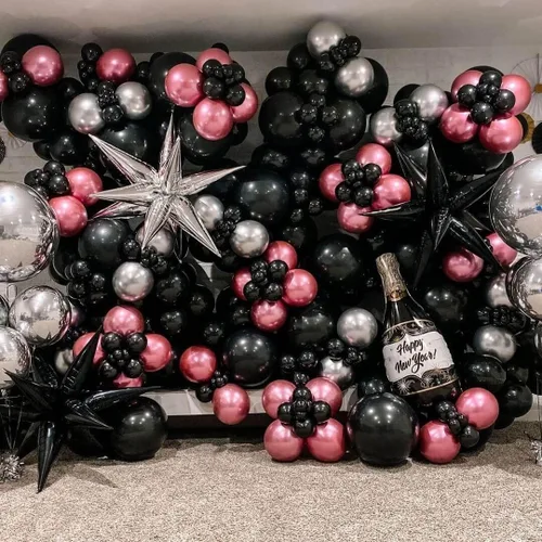 Miniatura 4 de 50 globos de aluminio negro con forma de cono de estrella grande de 26 pulgadas, globos de Mylar de estrella de explosión negra de 12 puntos 3D