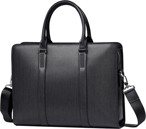 Maletines de cuero genuino para hombres bolsa de ordenador portátil con cerradura 14 pulgadas Business Messenger Bag
