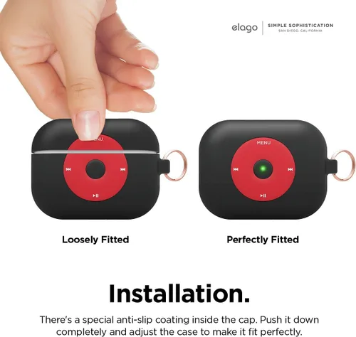 Miniatura 6 de elago AW6 - Funda compatible con AirPods Pro, diseño de reproductor de música clásica retro con llavero, silicona duradera, diseño clásico
