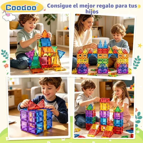 Miniatura 4 de Coodoo 60 PIEZAS Bloques Magnéticos de Construcción para Niños Juguetes STEM Bloques Magnéticos Juguetes Sensoriales Juegos para Niños Imán Juego