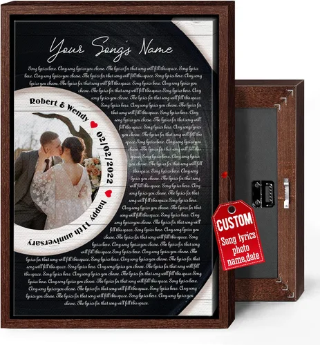 Miniatura 38 de H-DEWALL Lienzo personalizado con letras de canciones enmarcado, regalos para ella, obra de arte para el dormitorio, lienzo musical personalizado
