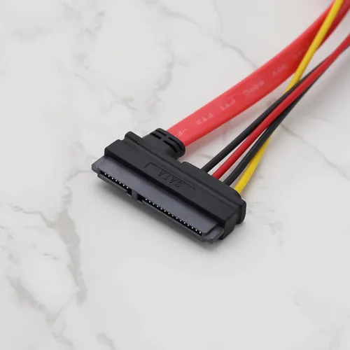 Miniatura 5 de Cable de alimentación de datos SATA 2 en 1, 22 pines (7+15) SATA macho a hembra de datos y alimentación Combo de cable de extensión Accesorios