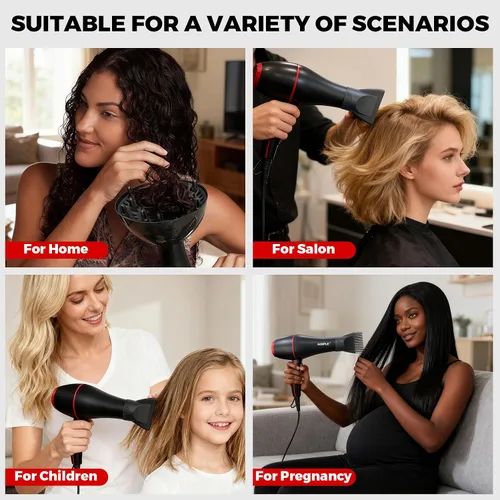 Miniatura 8 de Kit de Secador de Pelo Iónico de Temperatura Constante de 13 Piezas - Juego de Secador de Pelo Profesional Ligero, Bajo Ruido, 1800W para Mujeres