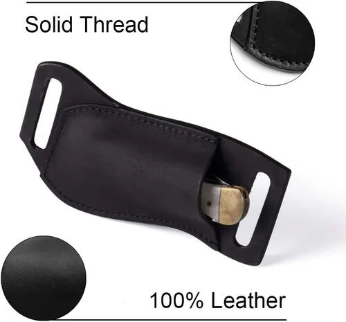 Miniatura 7 de Gentlestache Funda de cuero para cuchillo de bolsillo para cinturón, funda plegable para cuchillo, funda para cinturón EDC, color negro compacto