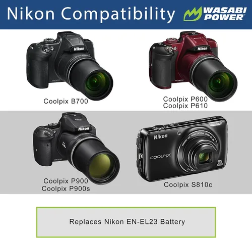 Miniatura 2 de Wasabi Power Batería (paquete de 2) de repuesto para Nikon EN-EL23 y compatible con Nikon B700, P600, P610, P900, P900s, S810c