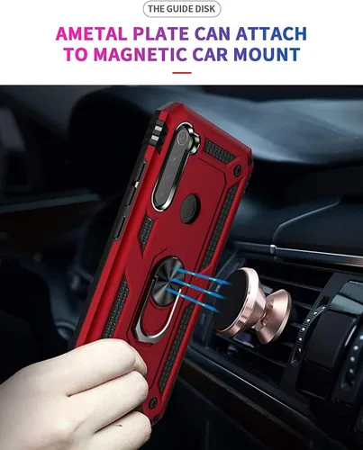 Miniatura 3 de YaHan Funda para Xiaomi Redmi Note 8, anillo giratorio de 360 grados, soporte híbrido, resistente, de doble capa, a prueba de golpes, con protector