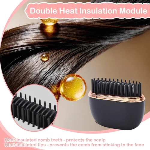 Miniatura 7 de Mini cepillo alisador, alisador de pelo portátil inalámbrico recargable con control de temperatura de 3 velocidades, calentamiento rápido, carcasa