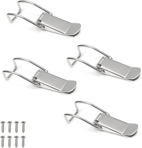 Miniatura 10 de 2 cerrojos de cierre de palanca con resorte de 2.953 in/2.95 pulgadas de longitud de acero inoxidable 201, hebilla de bloqueo de palanca de resorte