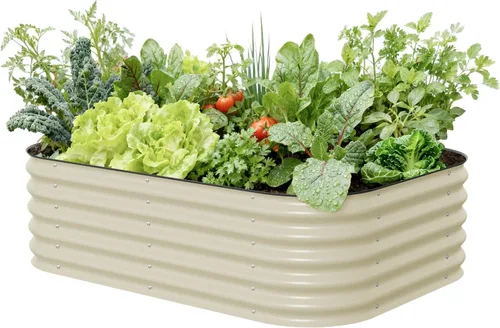 Miniatura 12 de Kits de cama de jardín elevada de Vego Garden Aluzinc, cama de plantación elevada de metal modular de 17" de alto, 6 en 1 para verduras, flores