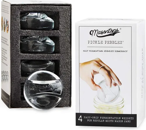 Masontops Pickle Pebble - Pesos de fermentación de vidrio - Juego de pesas para encurtidos y fermentación - Tamaño de boca pequeña para kit de