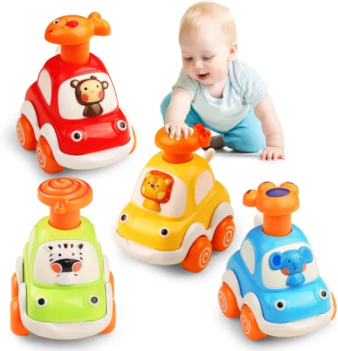 Miniatura 9 de ALASOU 4 piezas de juguetes de coches de animales para niños de 1 año Juguetes para bebés de 1 año, regalos para niños pequeños de 1 a 3